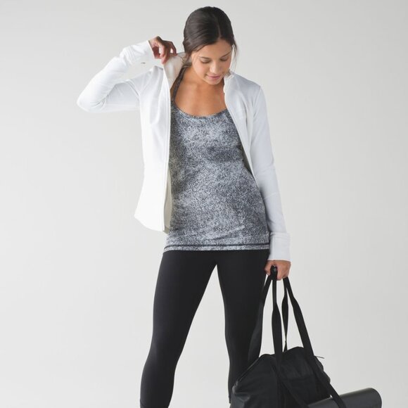 Lululemon Power Y Tank, Luon Spray Jacquard White Black, Suspected Size Small - Picture 4 of 7
